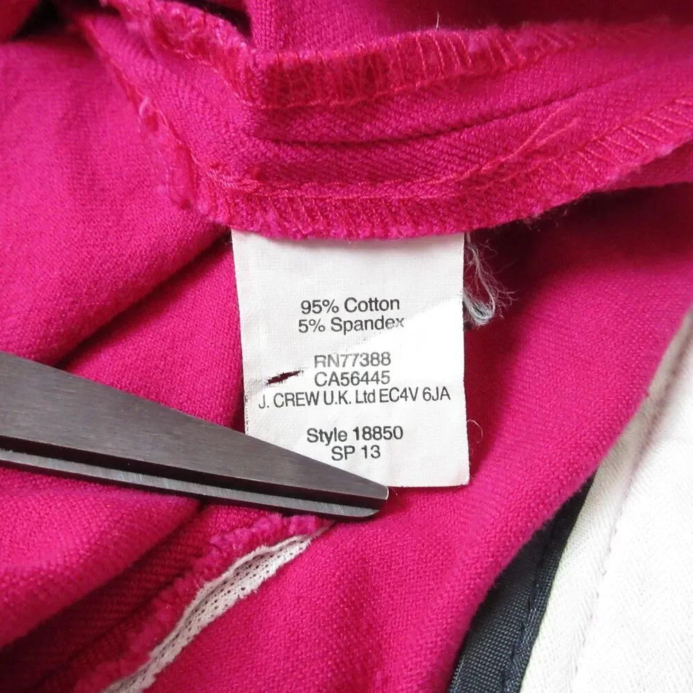 J. Crew Minnie Stretch Ankle Pants Womens 6 Pink Mid‎ Rise Casual Flat Front Zip